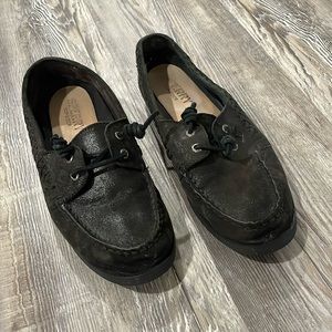 SPERRY black slip on boat shoes dress shoes